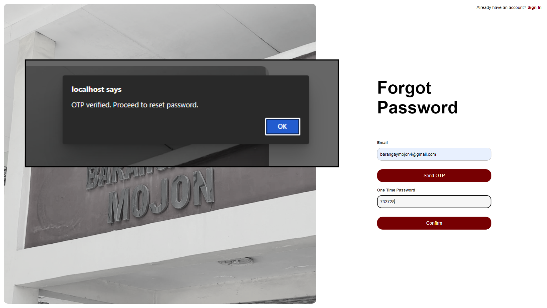 Forgot password step 4